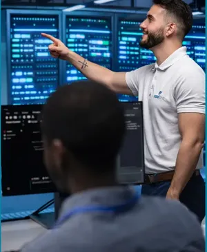Técnico da Morebiz numa sala de servidores